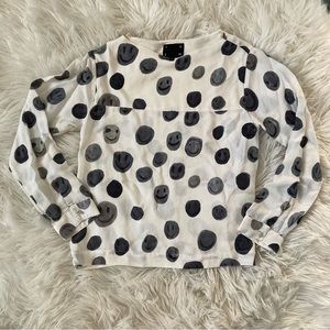 108- THEM Loose Fit Smiley Face Polka Dot Longsleeve Dress Shirt